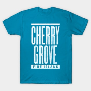 Cherry Grove White Text T-Shirt